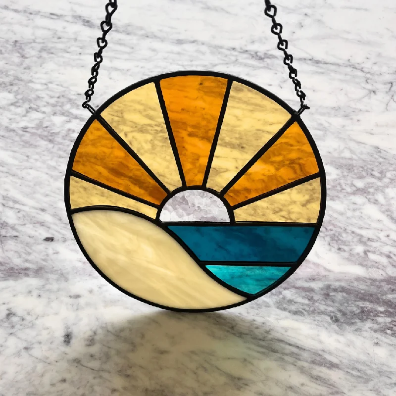 Beach Sunrise Stained Glass