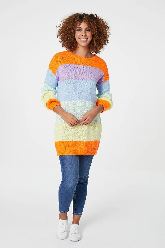 Striped Longline Knit Jumper