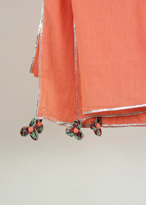 Peach Mulmul Dupatta