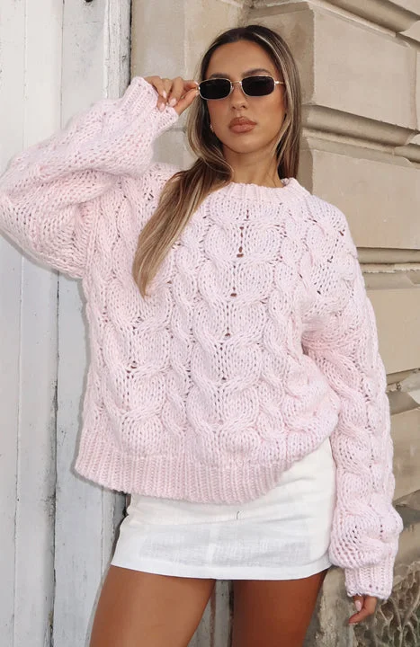 Real Feelings Oversized Knit Sweater Baby Pink