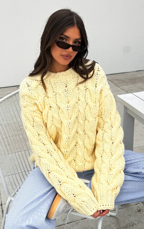 Real Feelings Oversized Knit Sweater Lemon