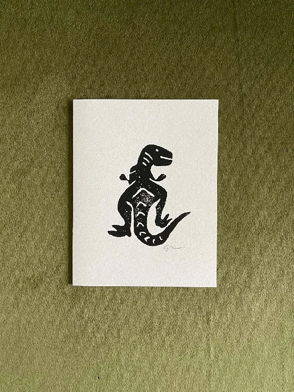 'T-Rex' Block Print Notecard