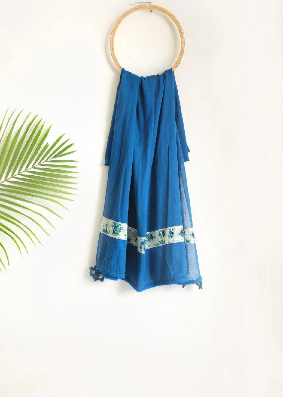 Teal Blue Printed Dupatta