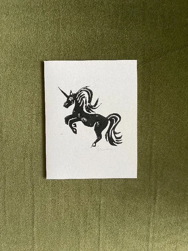 'Unicorn' Block Print Notecard