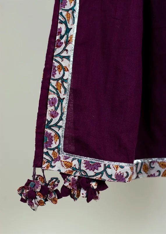 Violet Flower Printed Dupatta