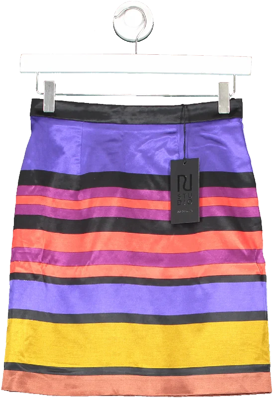 River Island Multicoloured Stripe Mini Skirt UK XS