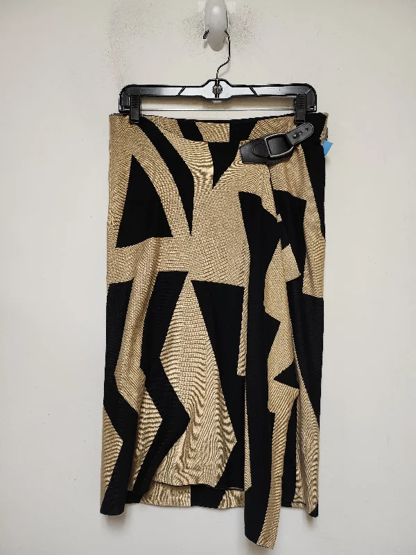 Skirt Midi By Lauren By Ralph Lauren In Black & Tan, Size: M