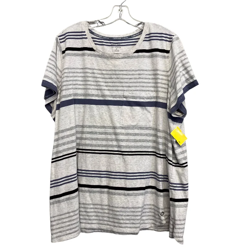 Top Ss By Calvin Klein In Striped Pattern, Size:3X