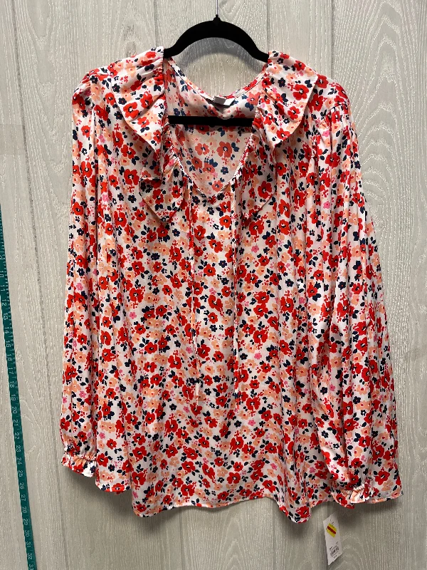 Blouse Long Sleeve By Croft And Barrow In Floral Print, Size: 3x