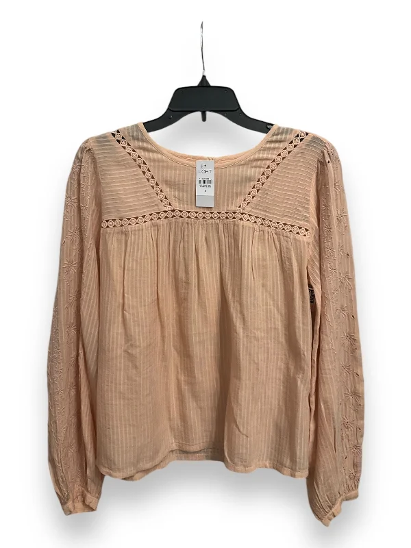 Blouse Long Sleeve By Loft In Peach, Size: S