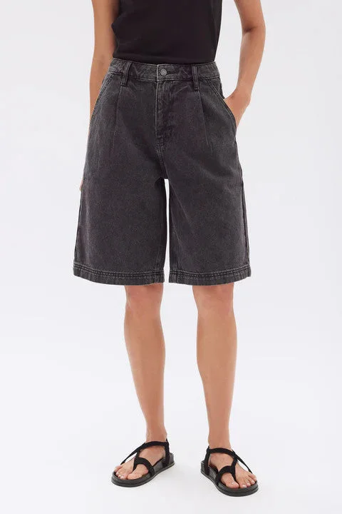 Assembly Label - Slack Pleat Denim Short, Vintage Black