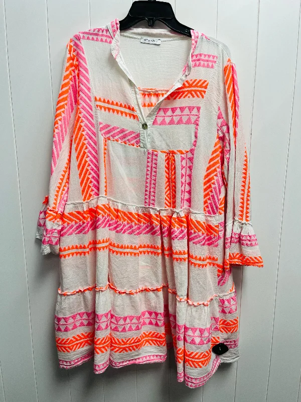 Dress Casual Short By made in italy In Orange & Pink, Size: L