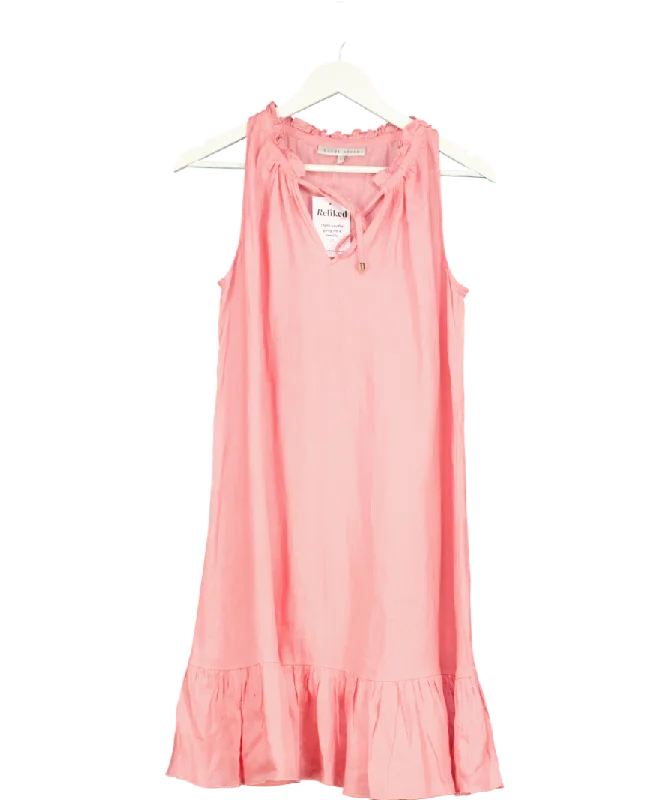 Heidi Klein Pink Ruffle Mini Dress 100% Linen UK S