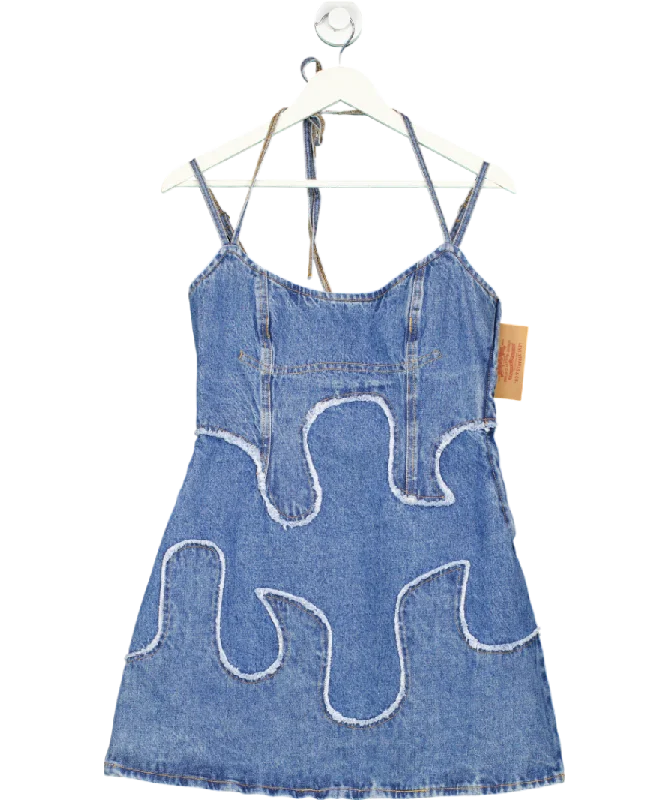 levis Blue Denim Mini Dress 100% Cotton UK L