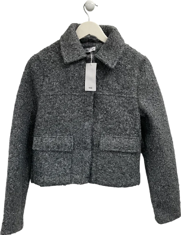 MANGO Grey Textured Short Jacket UK M