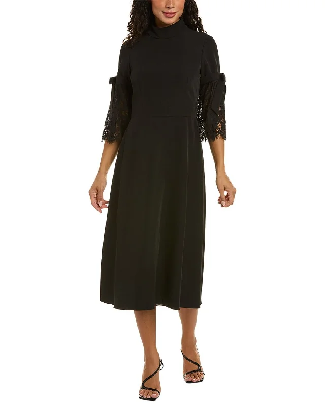 Mikael Aghal Bow Sleeve Midi Dress