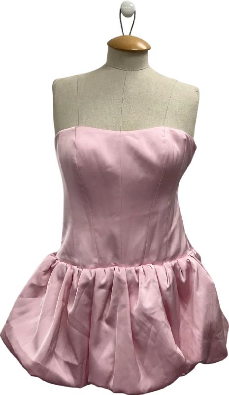 Oh Polly Pink Fabiola Lace Up Bubble Hem Corset Mini Dress UK 10