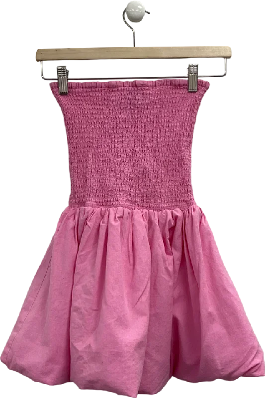 PrettyLittleThing Pink Bandeau Puffball Mini Dress UK 8