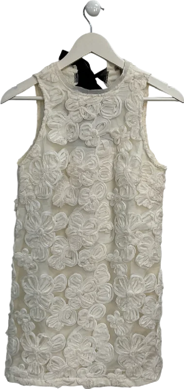 River Island Cream Floral Embroidery Mini Shift Dress UK 6