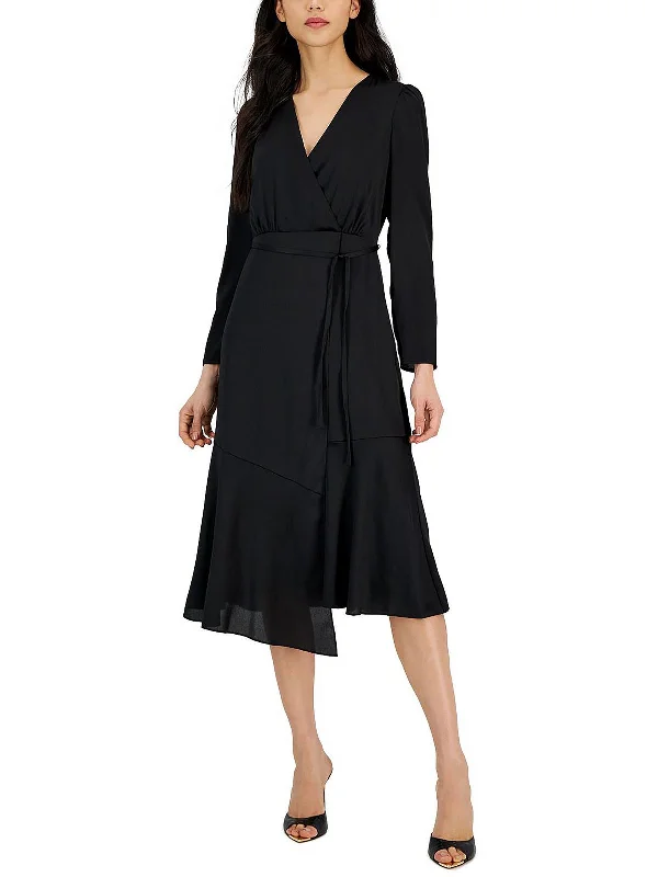 Womens Surplice Long Midi Dress