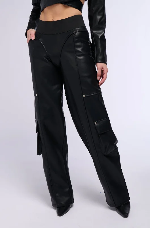 BACK FROM THE MATRIX WIDE LEG STRETCH PU PANT