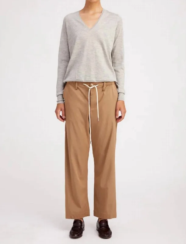 Drawstring Straight Leg Pants In Khaki