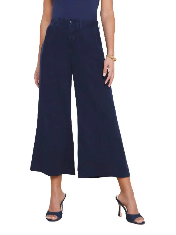 Henderson Linen Cropped Pant In Navy