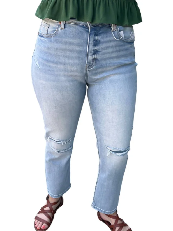 High Rise Straight Jeans In Light Wash