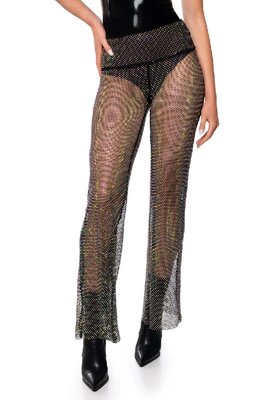 ROXY RHINESTONE MESH STRAIGHT LEG PANT