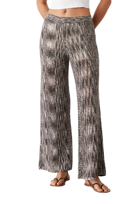 Space-Dye Crochet Wide Leg Pant In Pecan Multi