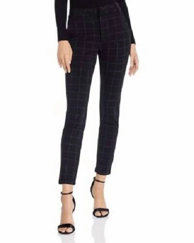 Stretch High Rise Ponte Slim Pants In Black