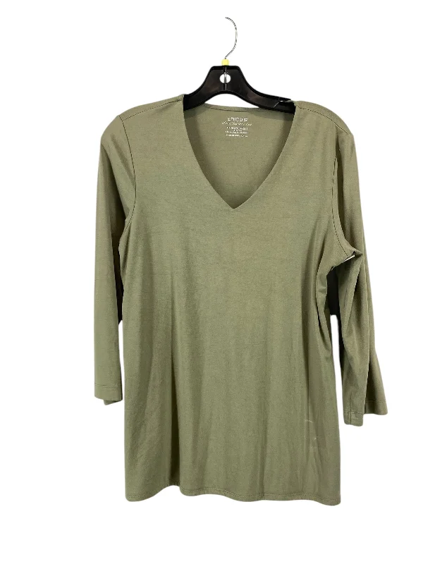 Top 3/4 Sleeve By Chicos In Green, Size: M