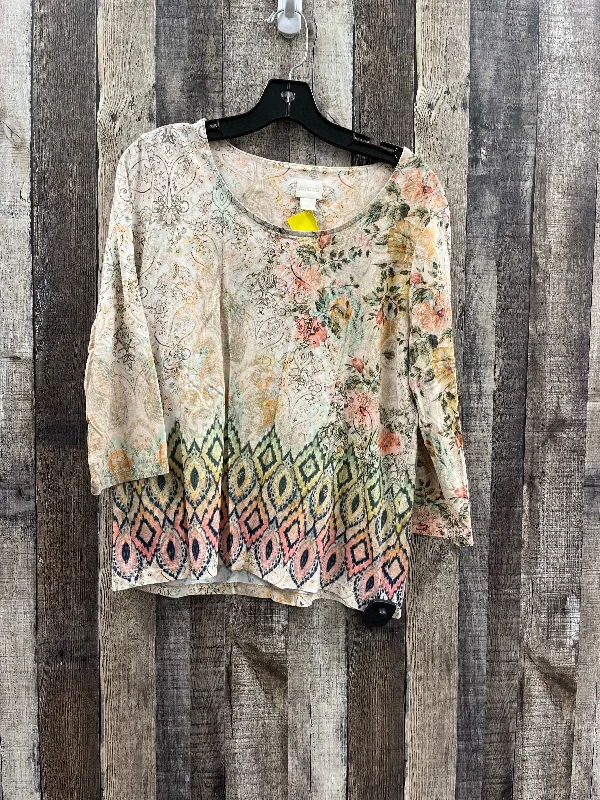 Top 3/4 Sleeve By Chicos In Multi-colored, Size: L