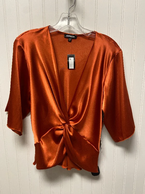 Top 3/4 Sleeve By Express In Orange, Size: S