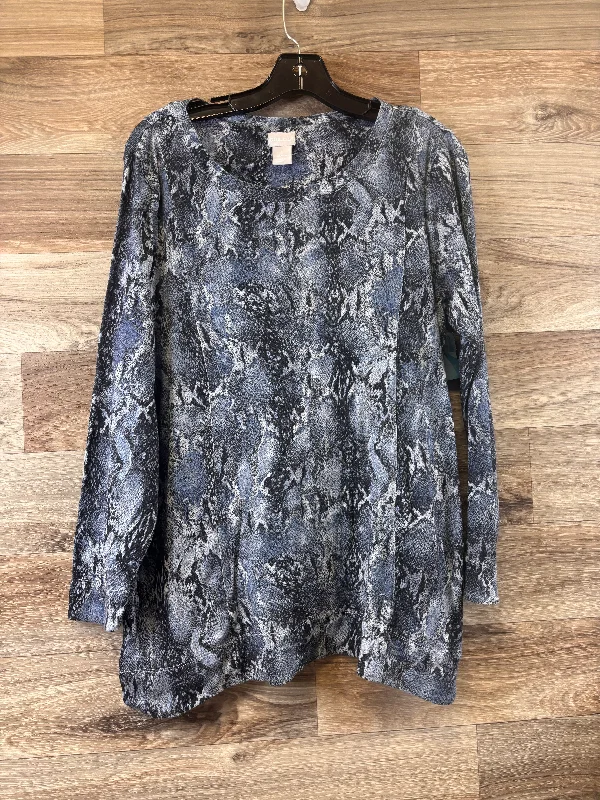 Top Long Sleeve Basic By Chicos In Snakeskin Print, Size: M