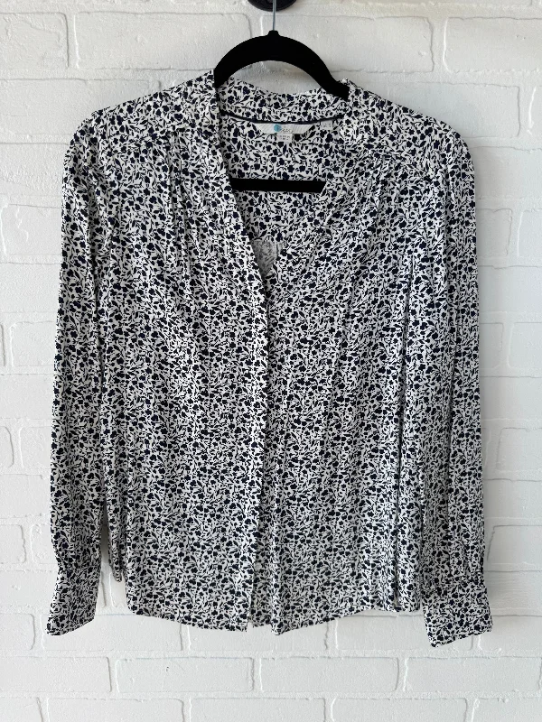 Top Long Sleeve By Boden In Blue & White, Size: Xs