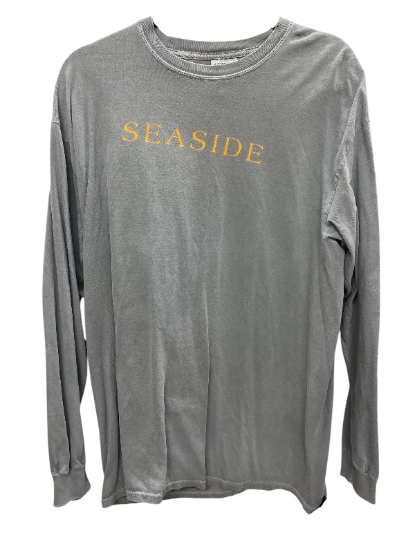 Top Long Sleeve By Comfort Colors In Grey, Size: L