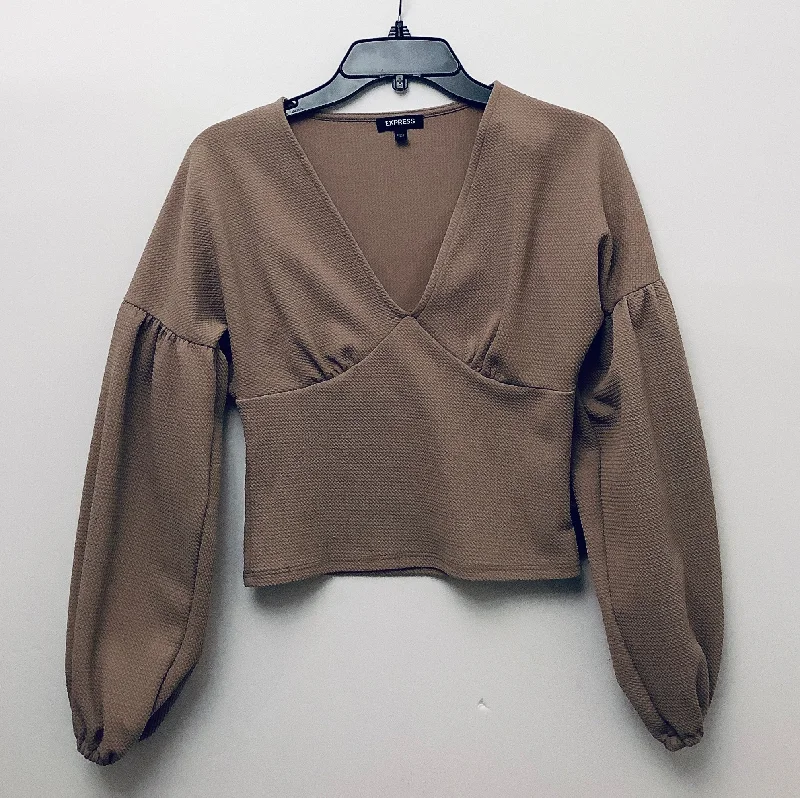 Top Long Sleeve By Express In Tan, Size: S