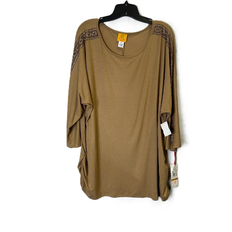 Top Long Sleeve By Ruby Rd In Brown, Size: 3x